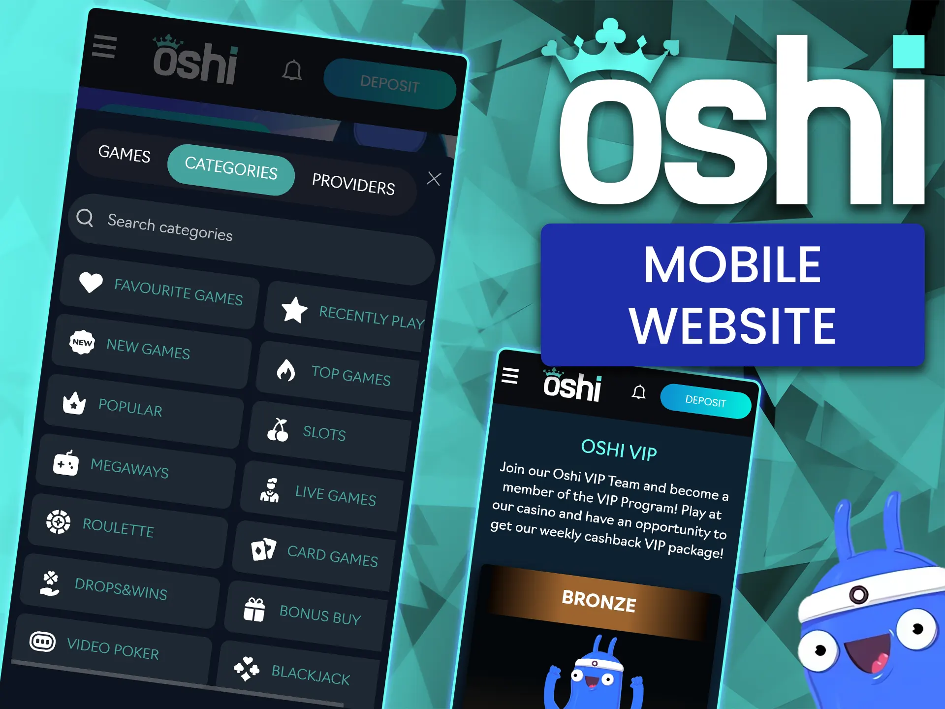 Oshi Casino on a smartphone